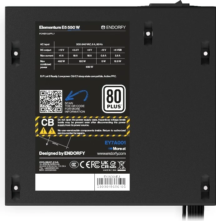 Napajalnik Endorfy Elementum E5, 550 W, črn