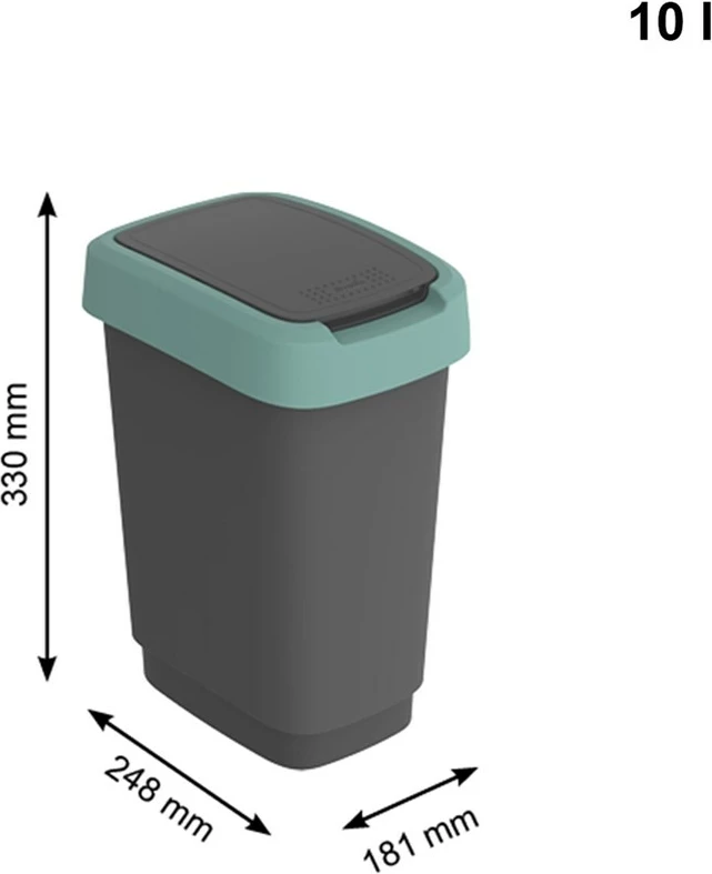 Kanta za smeti Rotho Twist, 10 L, zelena