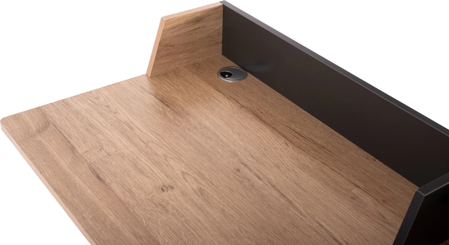 Pisarniška miza FH9320 kovinsko temno siva z MDF namizjem v barvi hrasta 90Χ50Χ73.5-85.5H cm