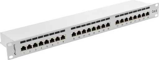 Patch panel, 24 vrat, 1U, kategorija 6, siv Lanberg PPS6-1024-S