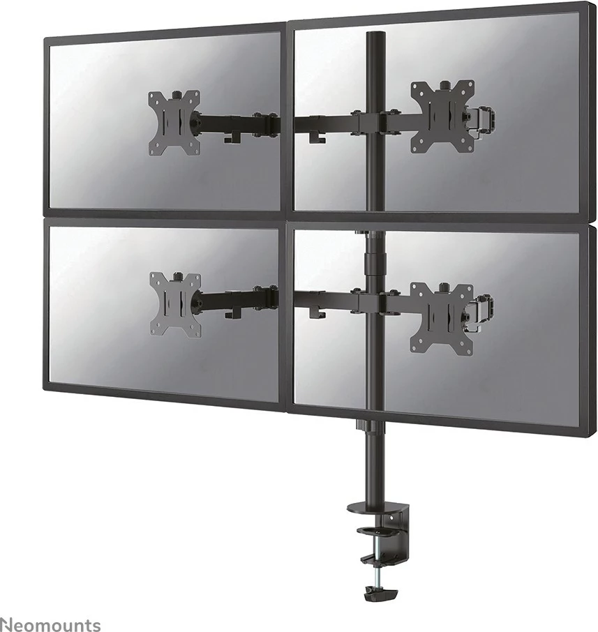 Krmilna roka za 4 monitorje Neomounts FPMA-D550D4BLACK, 13-32", nastavljiva višina, črna