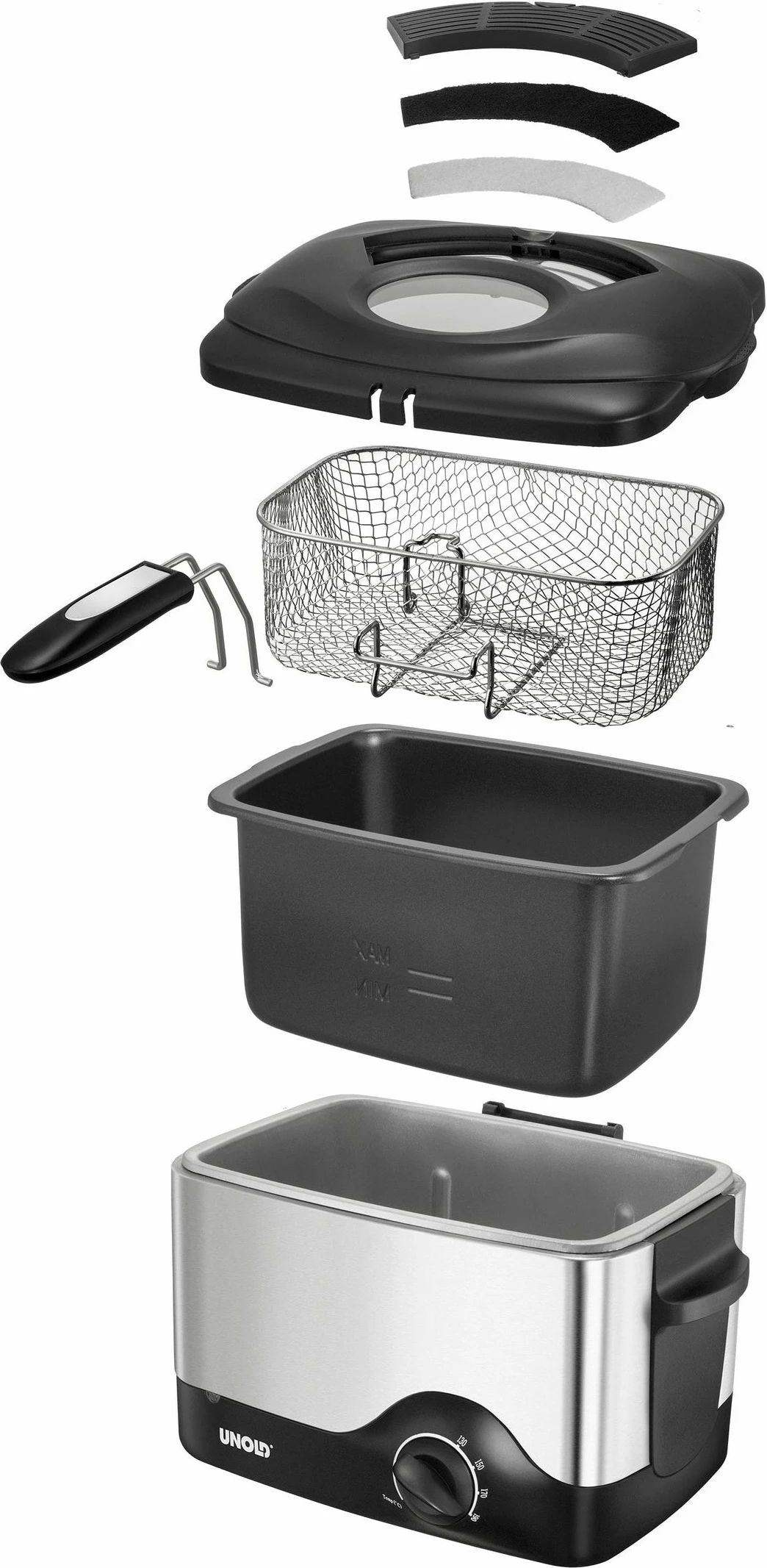 Friteza 0,5 kg, 1,5 L, 190 °C, črna, inox Unold 58615