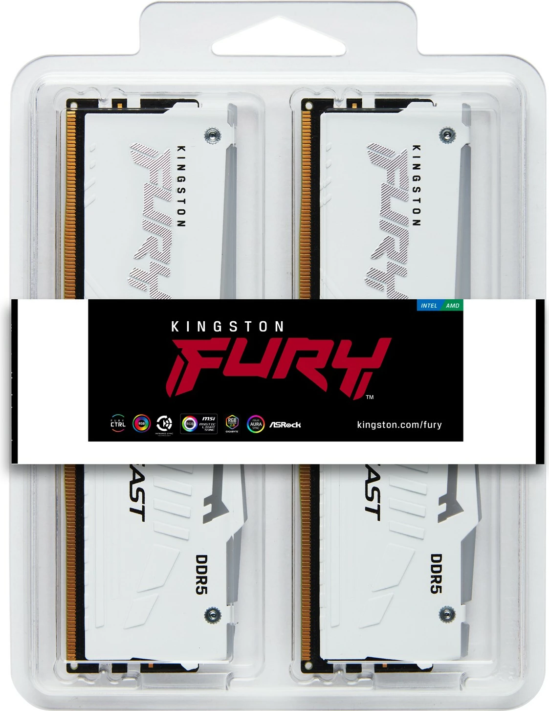 RAM memorije 64GB 6000MT/s DDR5 CL30 DIMM RGB, Kingston FURY Beast, beli