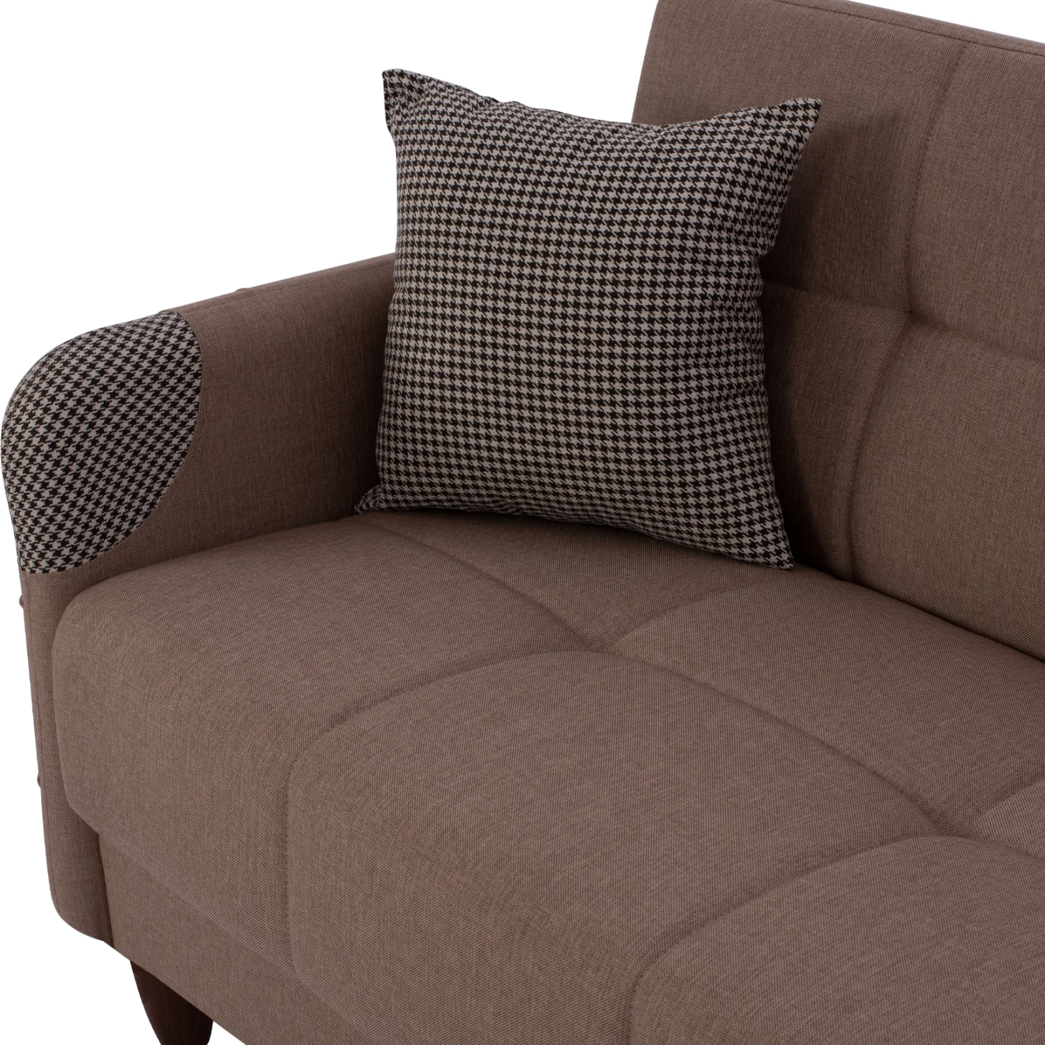 FH3246.01 Bež dvosed kavč-postelja z nasloni za roke in prostorom za shranjevanje