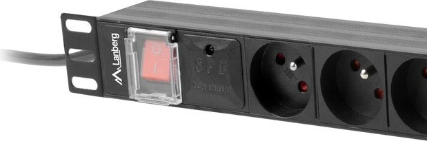 Rack napajalna letvica, 1U, 8 izhodov, 16A, 2 m, črna Lanberg PDU-08E-0200-BK