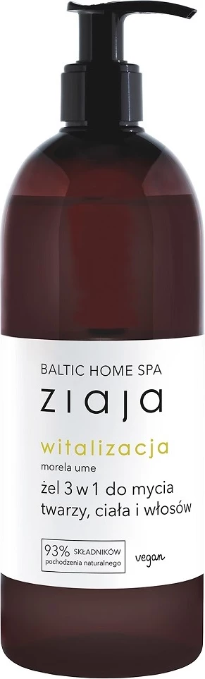 Gel 3-v-1 za obraz, telo in lase, Ziaja Baltic Home Spa Vitalization, za ženske, marelica in ume, 500 ml