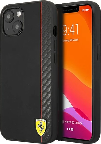 Ovitek za telefon On Track Carbon Stripe Ferrari za iPhone 13 mini 5,4", črn