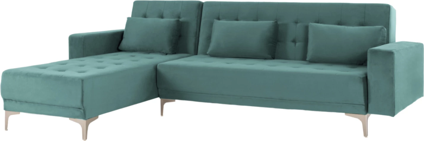 Kotna zofa-postelja ELIZA FH3145.04 reverzibilna v morsko zeleni barvi iz žameta 245x80-160x80H cm