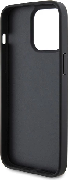 Ovitek z vstavkom iz kovine Ferrari, quilting za iPhone 15 Pro Max, črn