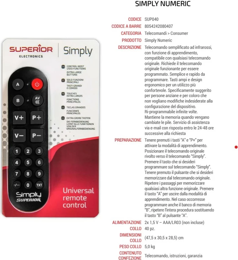 Univerzalni daljinski upravljalnik Superior Simply