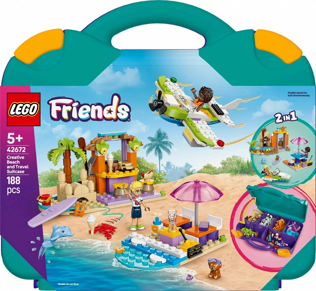 Kreativni plažni kovček LEGO Friends 42672, 188 delov, plastika