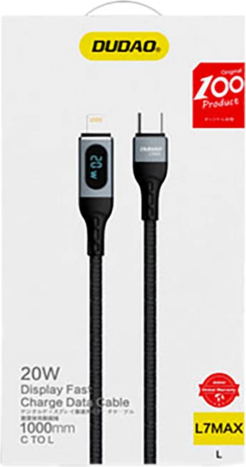 Kabel USB Type C na Lightning, 1 m, 20W, črn (Dudao L7MaxL)