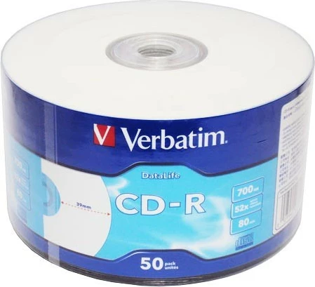 CD-R, 700 MB, 52x, površina za tiskanje, 50 kosov Verbatim 43794