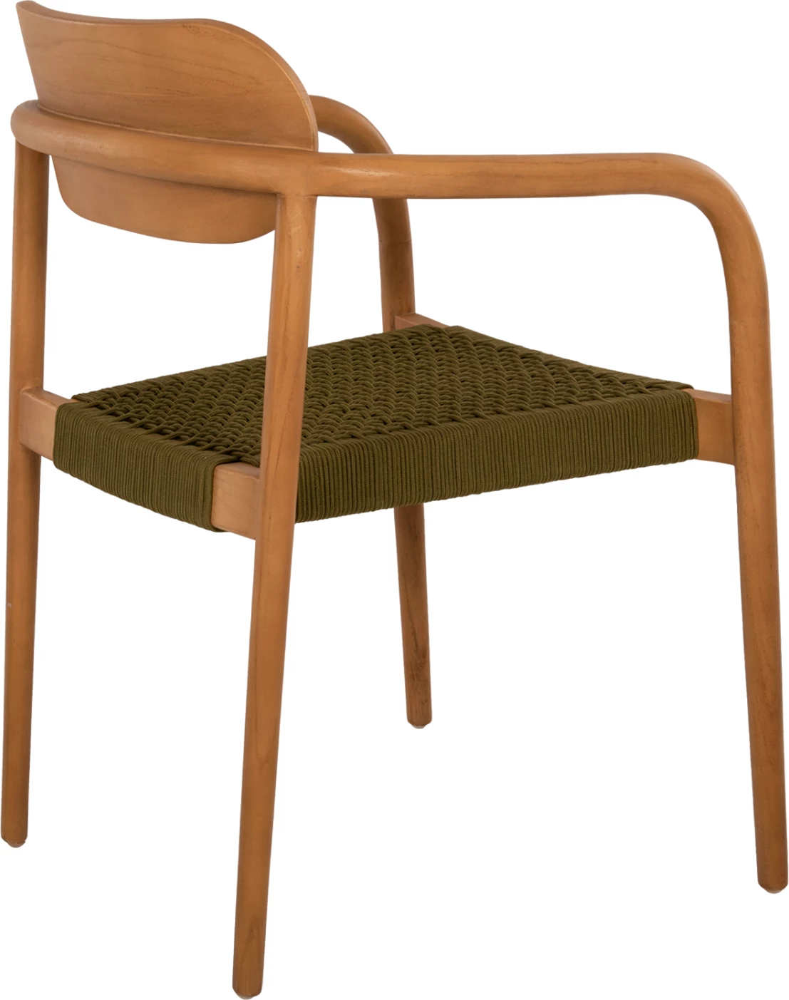 Fotelj OSLO FH9636.05 iz tikovine v naravni barvi in z zeleno vrvjo 55x54x80Hcm