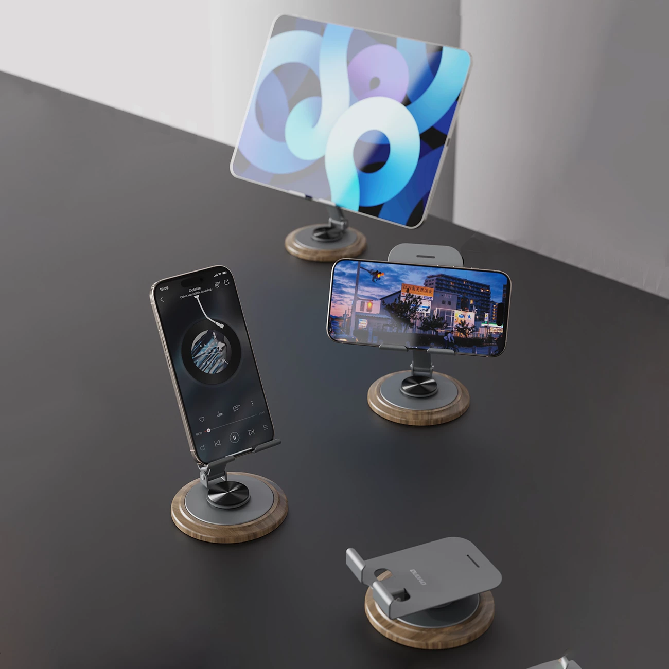 Držalo za telefon Dudao F17M, kovinsko, 360°, sivo