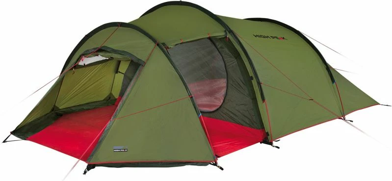 Turistična šotor High Peak Falcon 4, rdeče in zelene barve