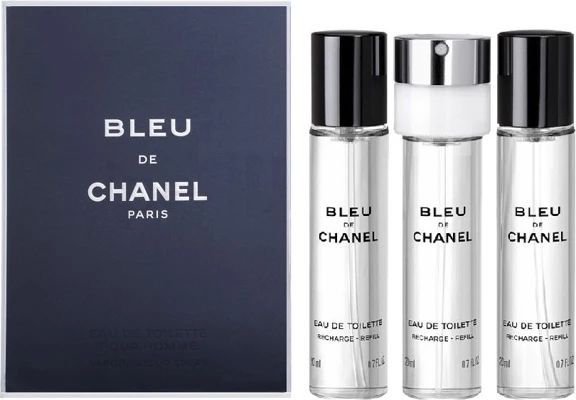 Drvnato-aromatičen Eau de Toilette za moške, Chanel Bleu de Chanel set 3x20ml