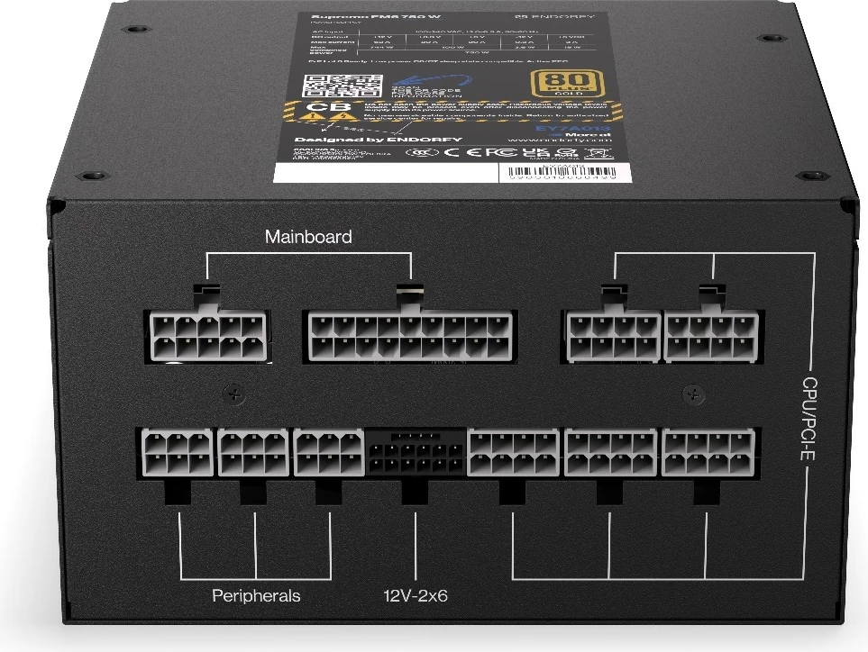 Napajalnik 750W, 80 PLUS Gold, modularen, črn Endorfy Supremo FM6
