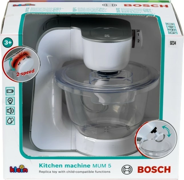 Kuhinjski robot igrača, Klein 9234, 2 hitrosti, luči in zvok, licenca Bosch, 3+ let, na baterije, srebrn