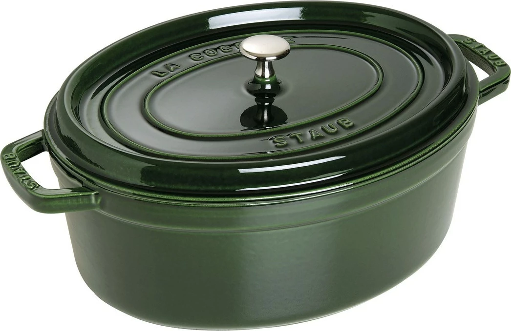 Ovalen litoželezni lonec STAUB 5,5 l, zelen
