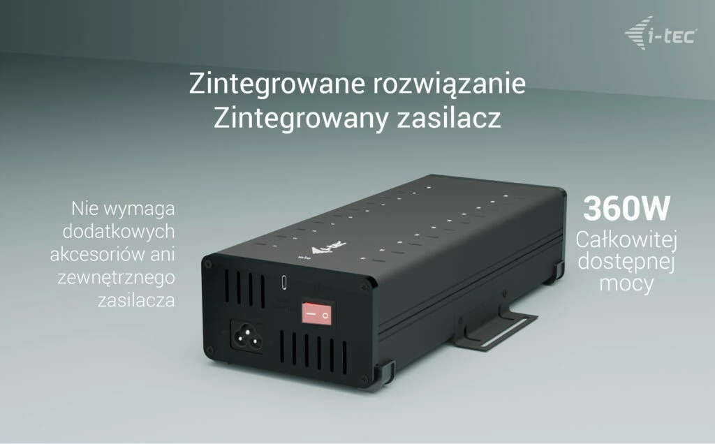 Razdelilec 20× USB‑C, 15 W na vrata, kovinski i-tec CACHRGHUB20C