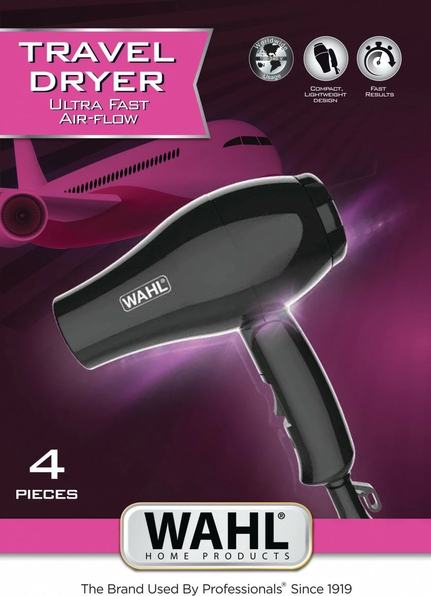 Potovalni sušilec za lase Wahl 3402-0470, črn