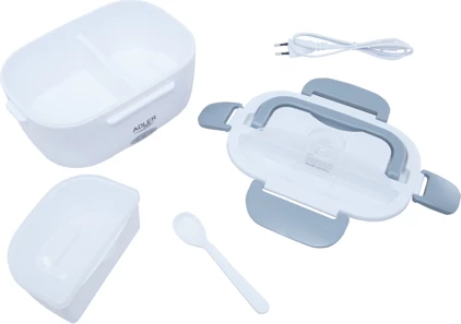 Električna posoda za kosilo Adler AD 4474, 1 L, do 50 W, 2 predelka, žlica, siva