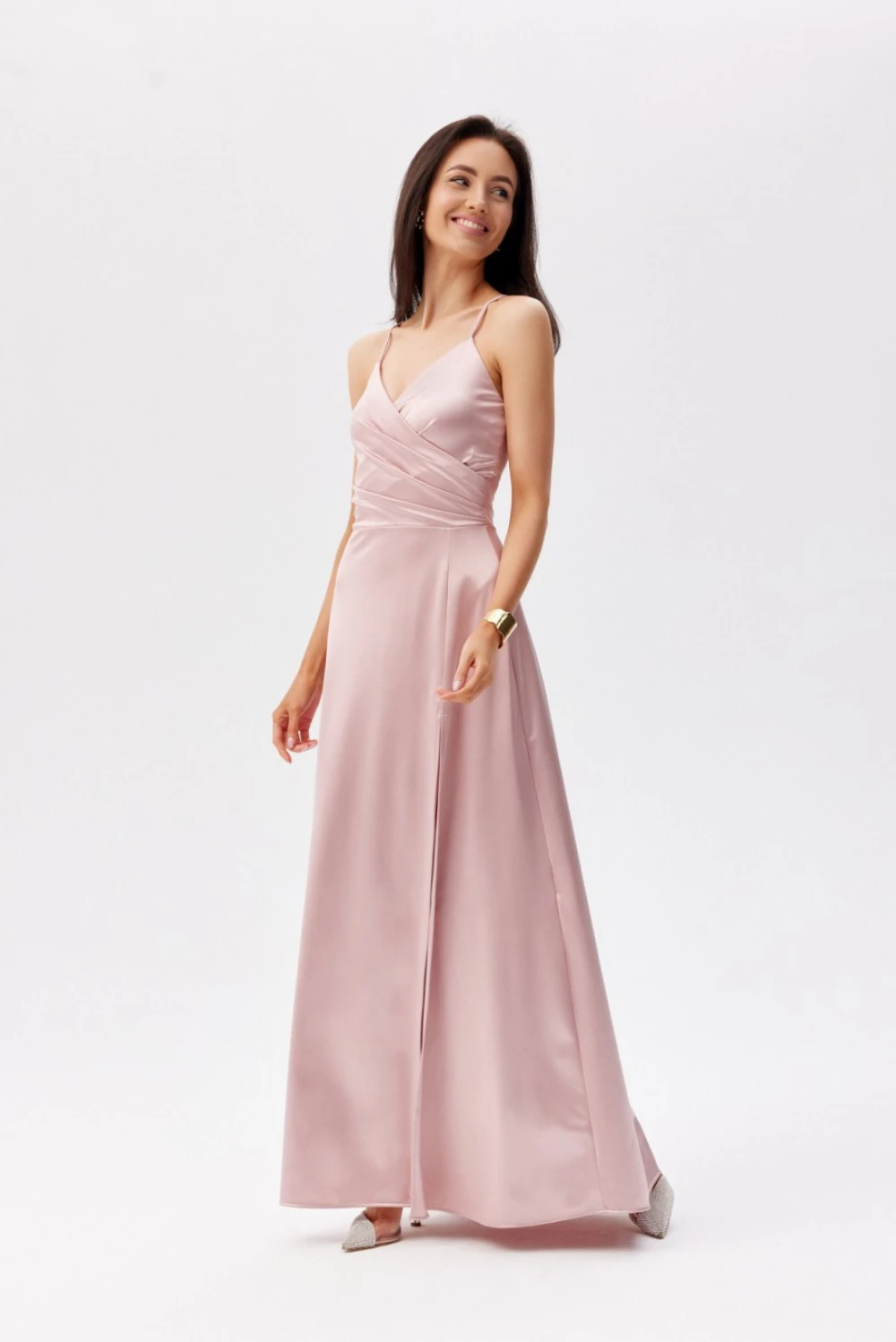 Dolga obleka model 210977, rožnata - Roco Fashion