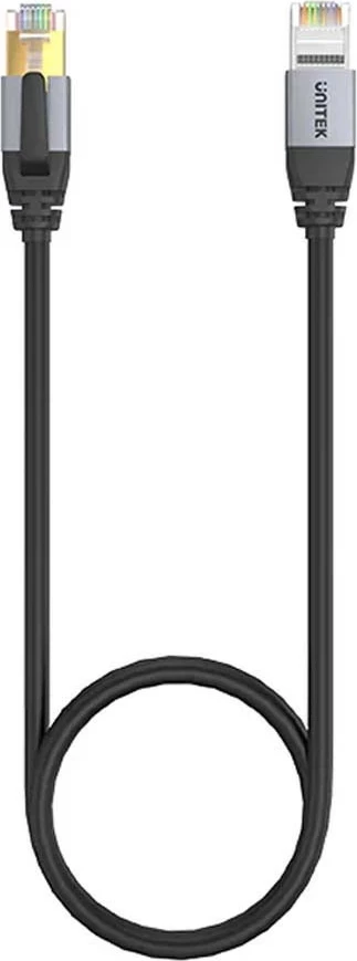 Ethernet kabel Unitek RJ-45 LAN, patchcord cat.8, 5 m, črno-siv