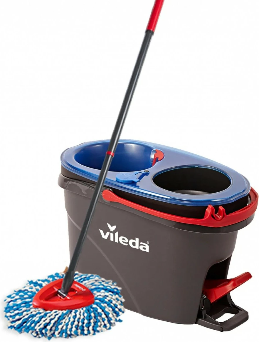 Mop za globinsko čiščenje Vileda H2Pro Spin s vedrom z dvema predeloma, 178332, črn/moder/rdeč