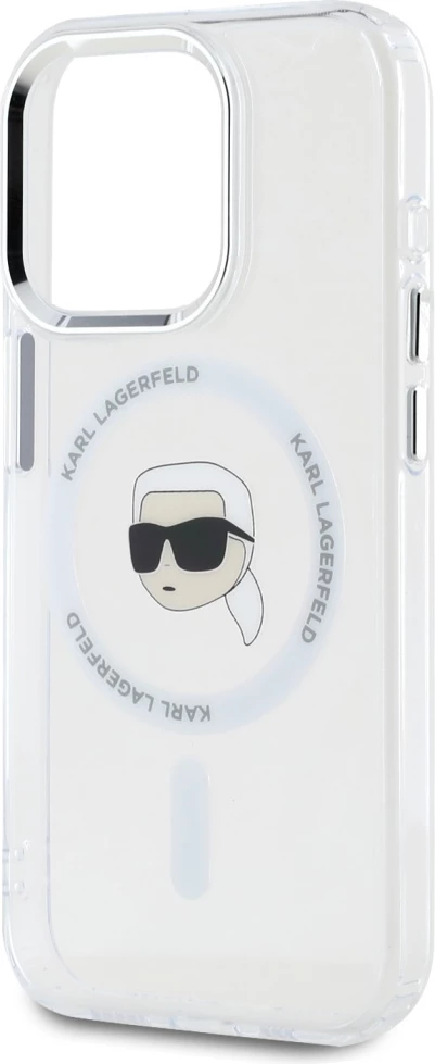 Ovitek IML z metalnim motivom Karl Head, MagSafe za iPhone 15 Pro, Karl Lagerfeld, bel