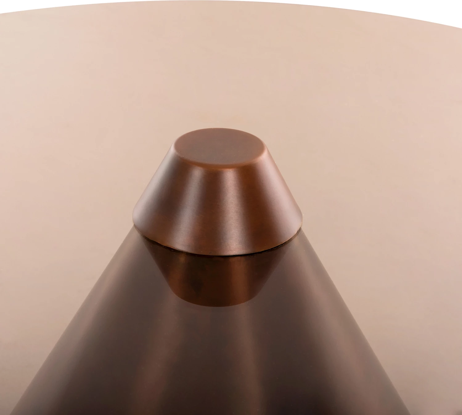 Klubske mizice 2 kosa REBEN FH9676 kovina v barvi žganega bakra-dimljeno steklo Φ80 & Φ60 cm