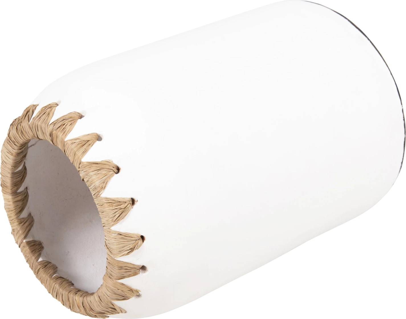 Dekorativna vaza FH4377 iz terakote v beli barvi s slamnato pletenino na robu Φ21Χ32Hcm