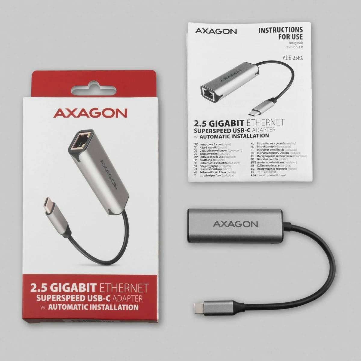 Omrežna kartica AXAGON ADE-25RC, 2,5 Gigabit Ethernet, USB-C 3.2 Gen 1, siva Omrežna kartica AXAGON ADE-25RC, 2,5 Gigabit Ethernet, USB-C 3.2 Gen 1, siva
