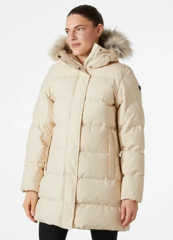 Topla parkas Blossom Puffy za ženske, Helly Hansen, krem