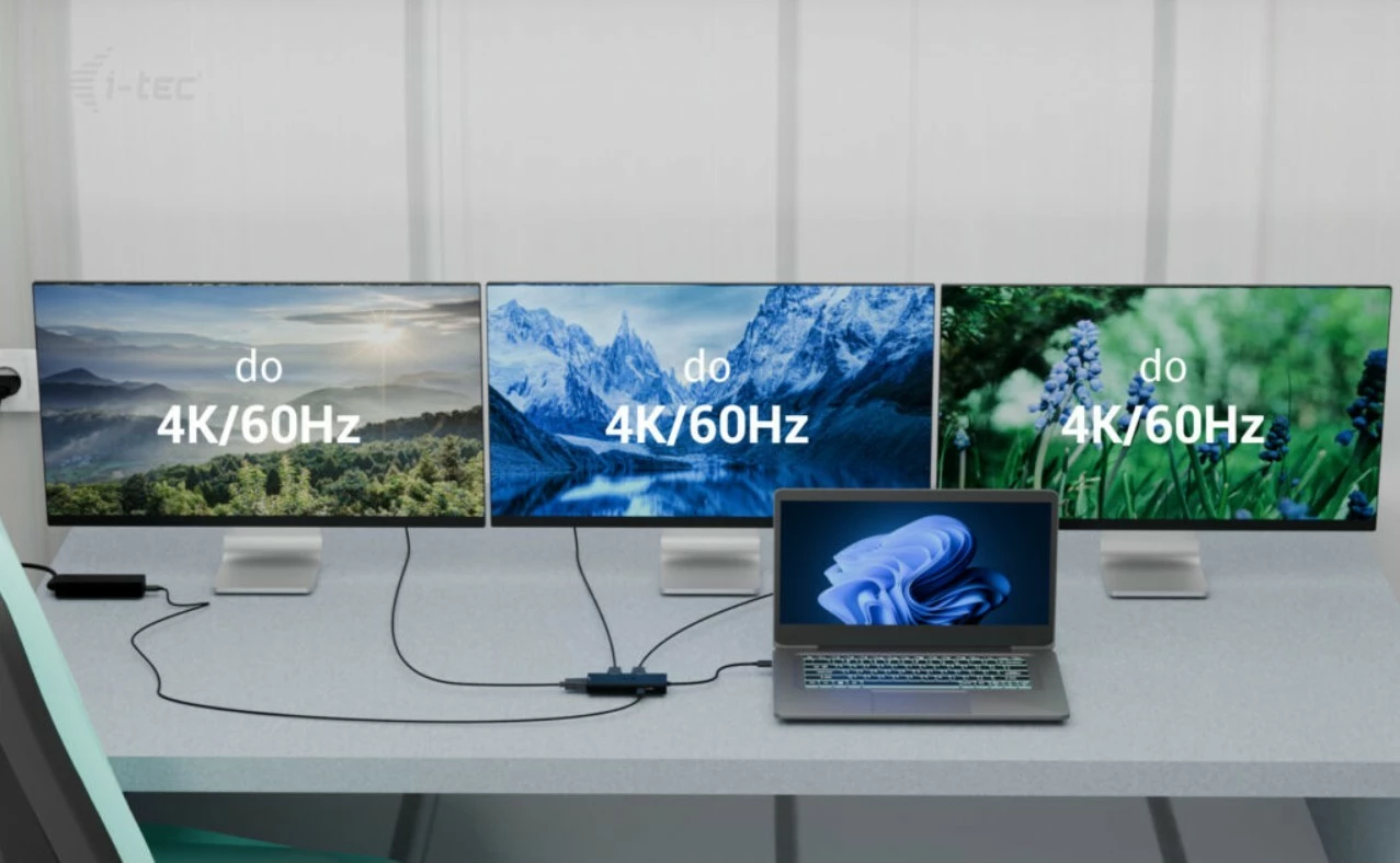 Docking postaja USB-C, i-tec C31TRIPLE4KHDMIPD, 3x HDMI 4K/60 ali 1440p/144 Hz, Power Delivery 100W, kabel 20 cm, črn