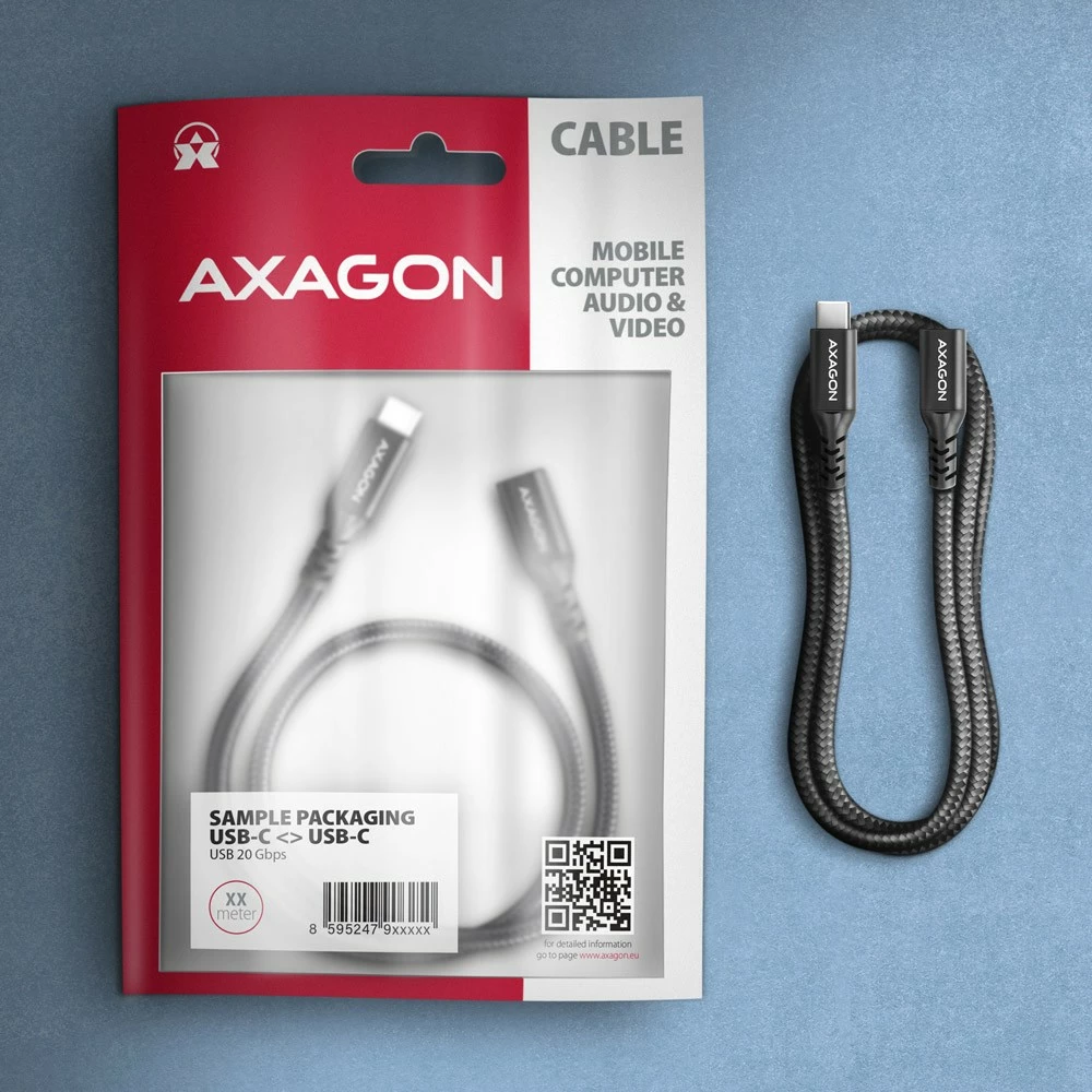 Podaljšek USB-C AXAGON BUCM32-CF05AB, 0,5 m, 20Gbps, 240W, črn Podaljšek USB-C AXAGON BUCM32-CF05AB, 0,5 m, 20Gbps, 240W, črn