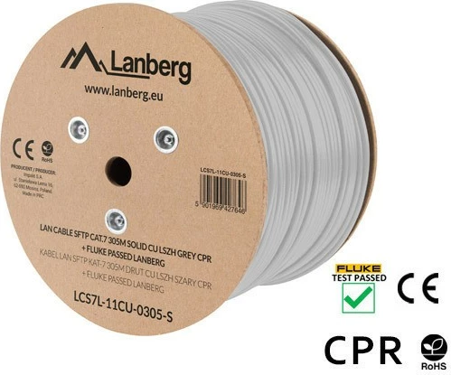 Kabel omrežja Cat 7, 305 m, siv Lanberg LCS7L-11CU-0305-S