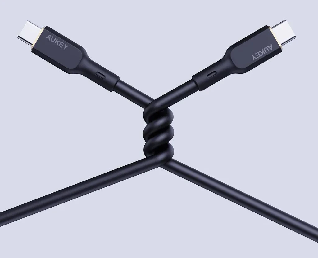 Kabel USB-C za polnjenje in prenos podatkov, PD 100W 5A, 1 m, silikon, črn AUKEY CB-SCC101