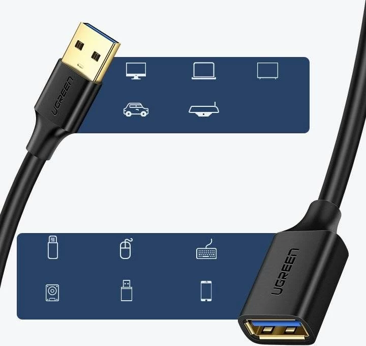 Podaljševalni USB 3.0 kabel 1 m, črn — UGREEN 10368B Podaljševalni USB 3.0 kabel 1 m, črn — UGREEN 10368B