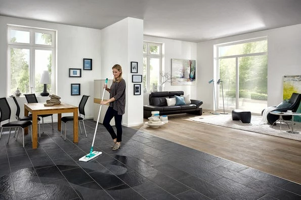 Mop za vlažno čiščenje, Leifheit 55045, mikrovlaken, aluminijasta ročica, modro/zelena