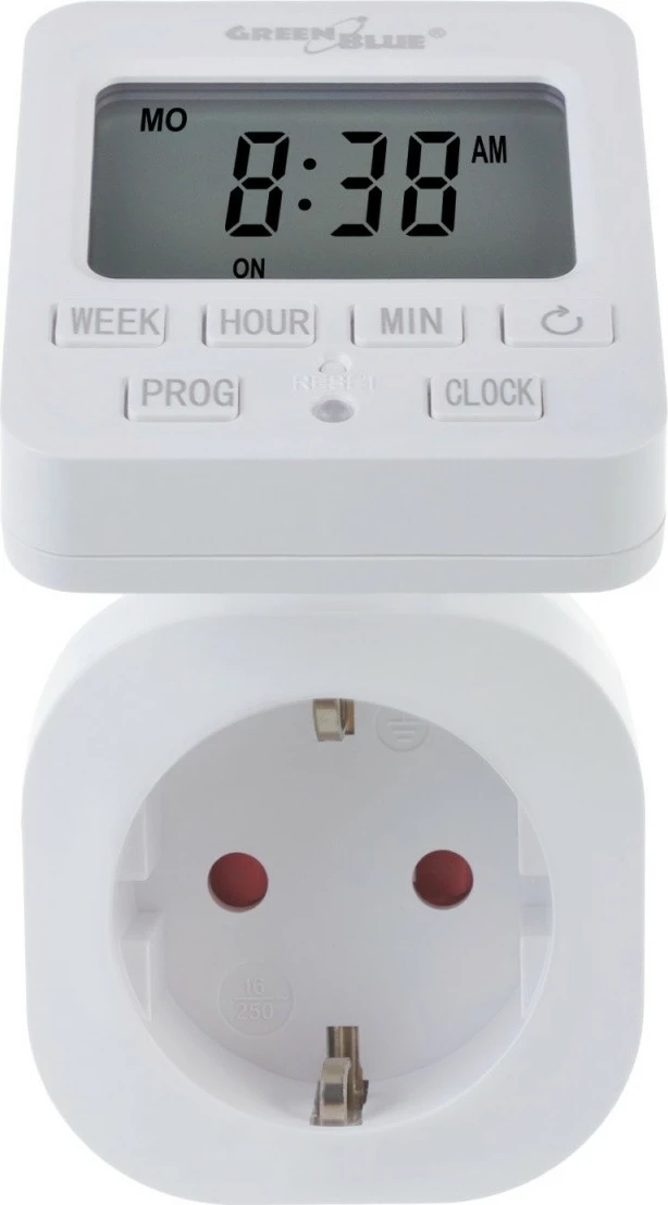 Digitalni časovni programator GreenBlue GB605E, 16A, bel