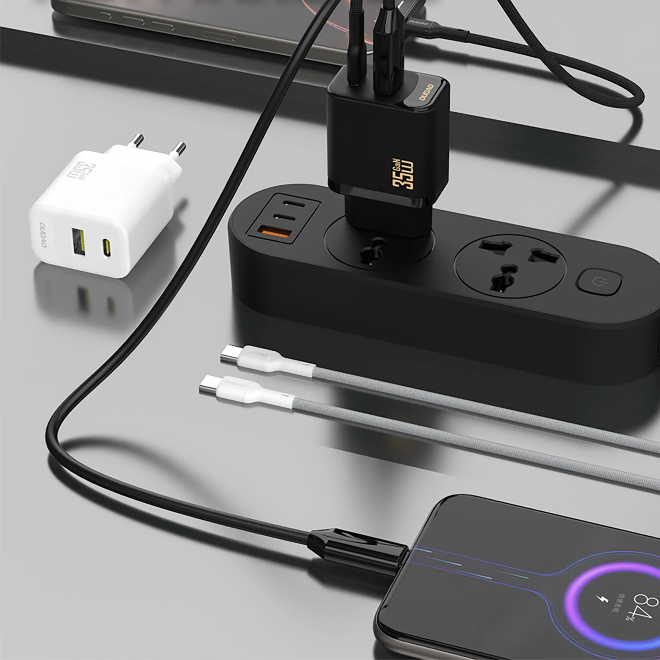 Stenski polnilec z USB-C kablom, 35 W, bel, Dudao A27 MaxC