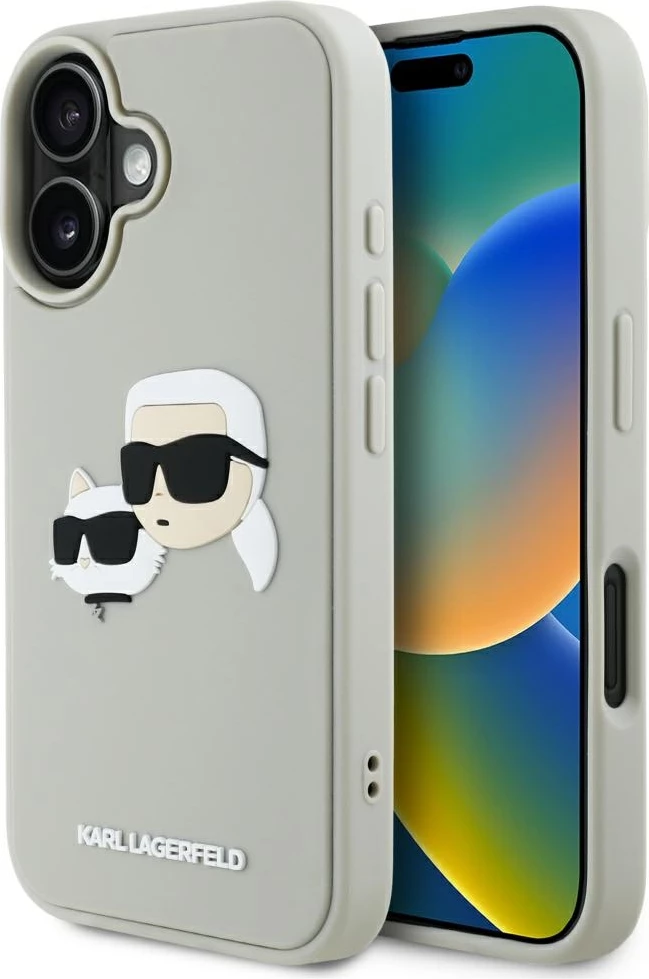Ovitek za telefon HC 3D Rubber Double Heads Karl Lagerfeld za iPhone 16, bež