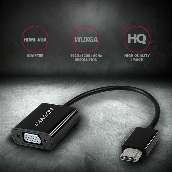 Aktivni adapter HDMI v VGA, AXAGON RVH-VGN, črn Aktivni adapter HDMI v VGA, AXAGON RVH-VGN, črn