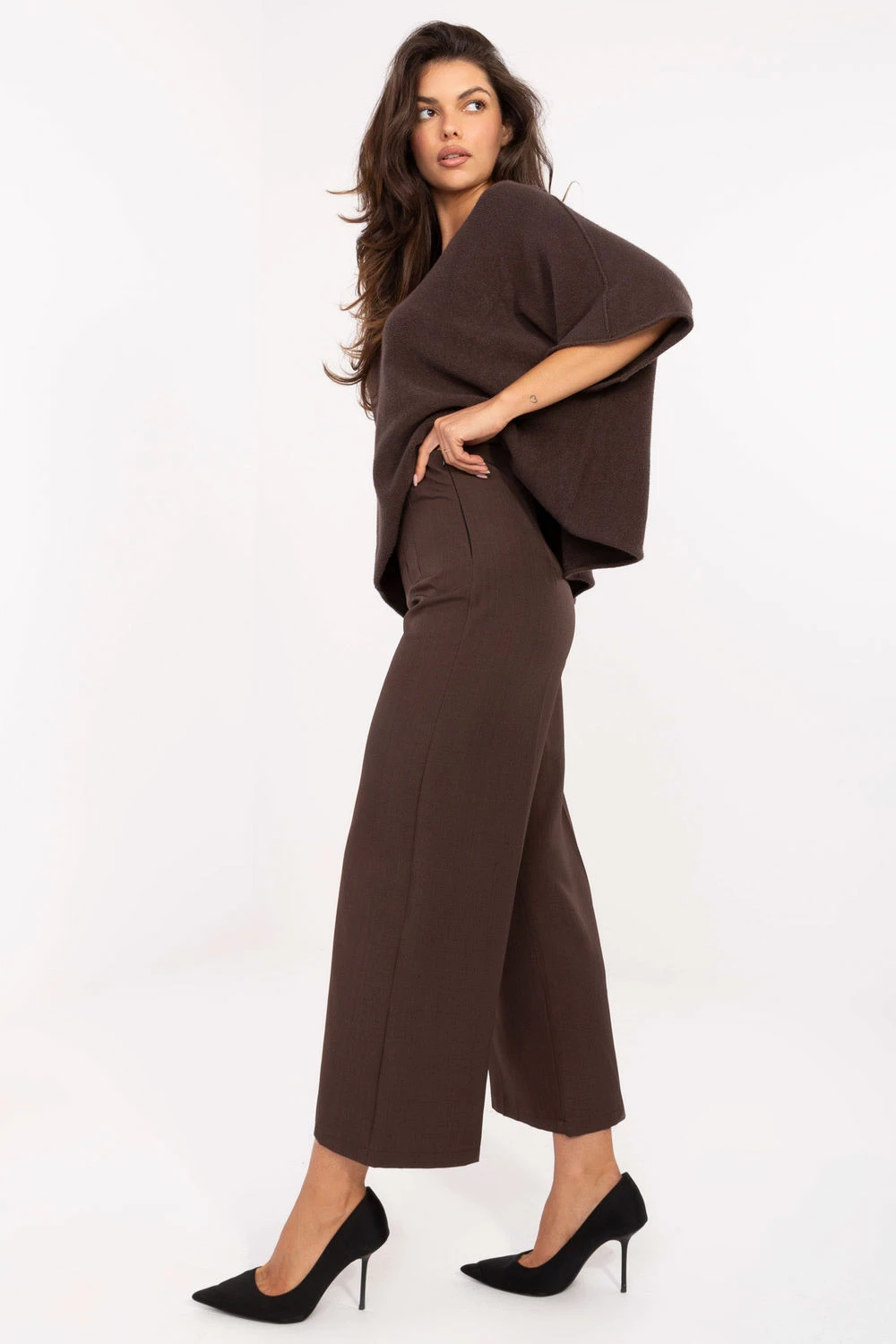 Elegantne culotte hlače za ženske Rue Paris 216725, rjave