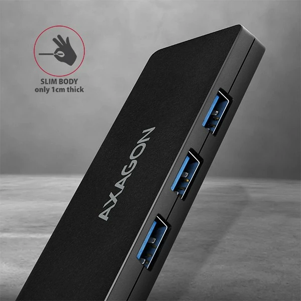 USB hub z 4 vrati, USB 3.2 Gen 1, kabel Type-C 14 cm, črn AXAGON HUE-G1C USB hub z 4 vrati, USB 3.2 Gen 1, kabel Type-C 14 cm, črn AXAGON HUE-G1C