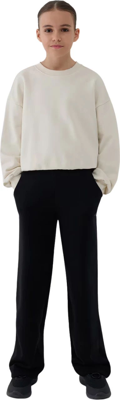 Pulover s kapuco za deklice 4F, bel