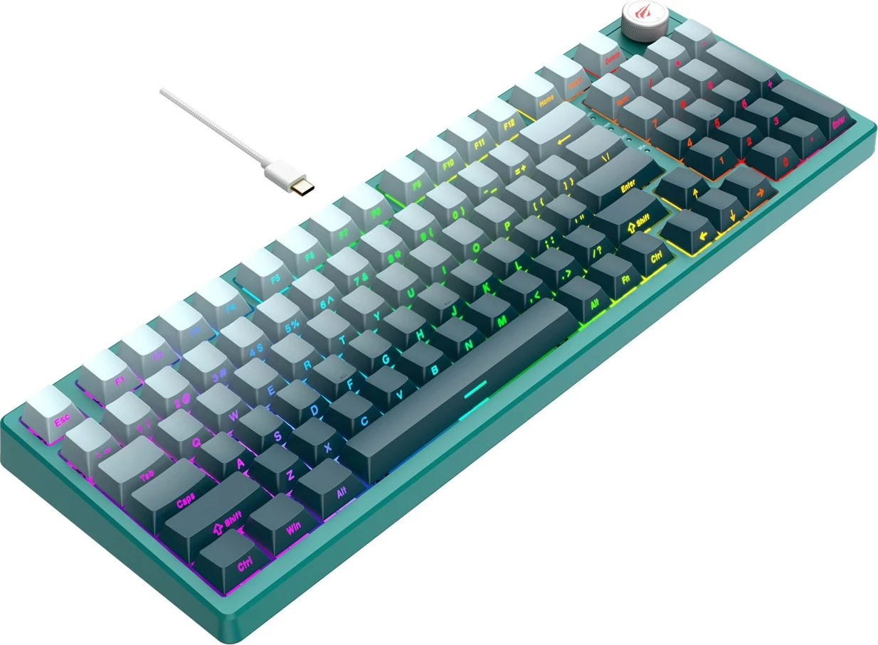 Mehanska gaming tipkovnica HAVIT KB899L, RGB LED, teal