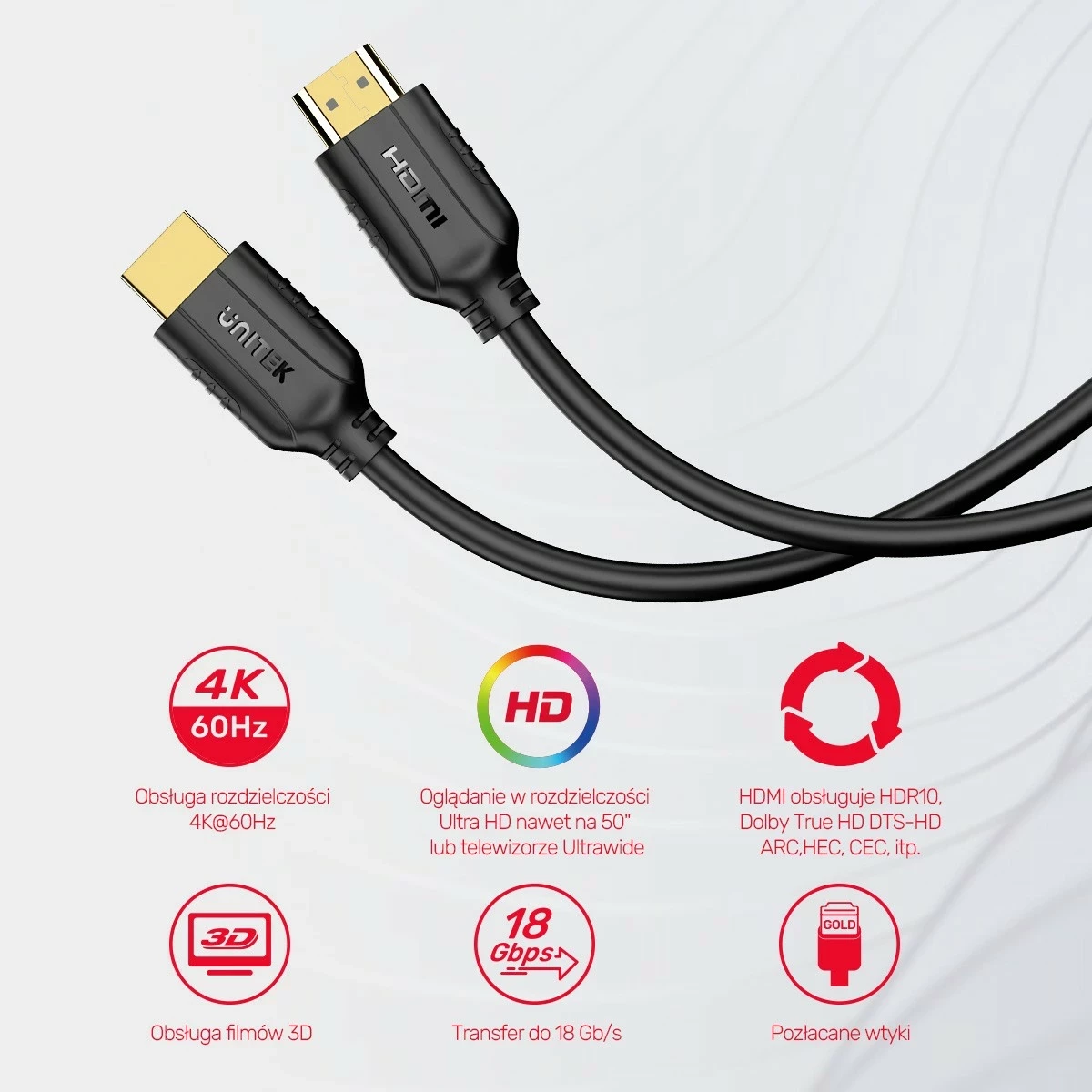 HDMI kabel 2.0 4K 60Hz 1,5 m, Unitek, črn